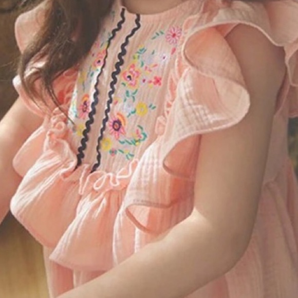 🌸 3T 🌸 Pink Embroidered Sleeveless Ruffle Dress - Picture 8 of 8